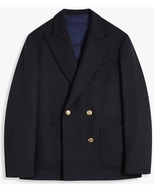 Doppiaa Aanversa Wool Double-Breasted Jacket Coats - Blue