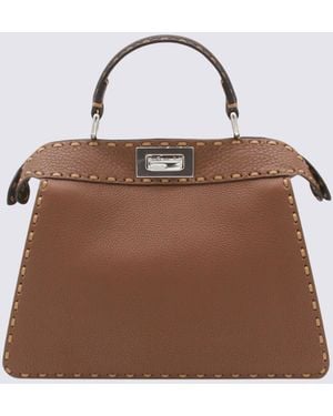 Fendi Leather Peekaboo Iseeu Small Top Handle Bag - Brown