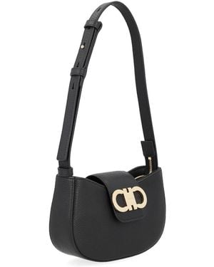 Ferragamo Shoulder Bag Gabry Calf Leather - Black