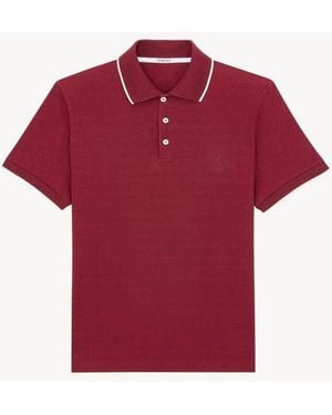 Saint Laurent Saint Laurent Tipped-Collar Cotton Polo - Red