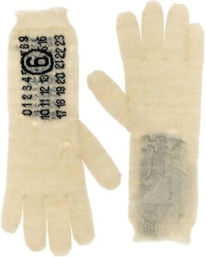 MM6 by Maison Margiela Numeric Signature Mm6 Gloves Virgin Wool - Natural