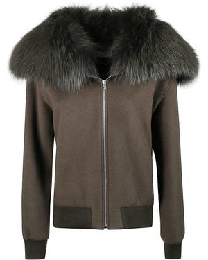 Yves Salomon 55 Cm Jacket With Zip With Fox Fur - Black
