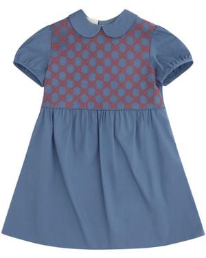 Gucci Stretch Cotton Poplin Dress For Girl Cotton; Elastane - Blue