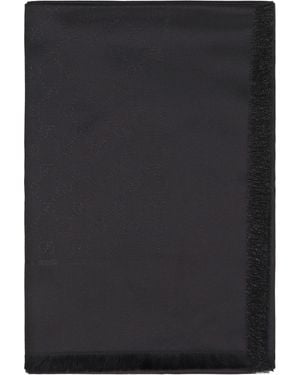 Gucci Shawl Gg Lamé Wool And Silk, Scarf - Black