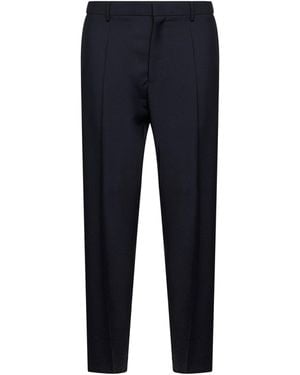Jil Sander Dark Wool And Mohair Tapered Trousers - Blue