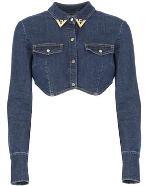 Elisabetta Franchi Cropped Jeans Jacket - Blue