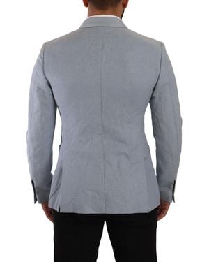 Dolce & Gabbana Cotton Linen Slim Fit Jacket Coat Blazer Light Clothing - Gray