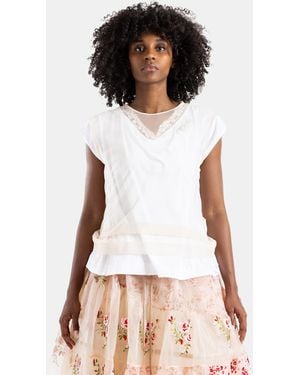 Simone Rocha Nude Lace And Pearl Overlay T-Shirt T-Shirts Polos - Pink
