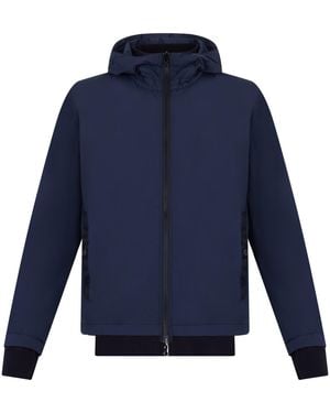 Stone Island Hooded Jacket Cotton Raincoats - Blue