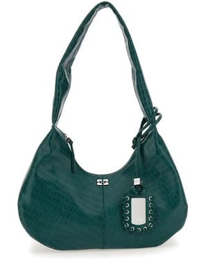 Ganni Bou Bag Hobo Medium Croco - Green