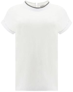 Brunello Cucinelli Cotton T-Shirt Elastane; T-Shirts - White