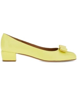 Ferragamo Leather Ballet Flats - Yellow