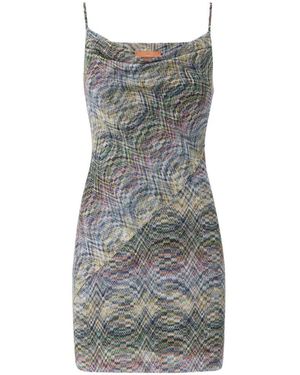 Missoni Slub Viscose-Blend Lamé Knit Mini Dress With Wave Pattern - Gray