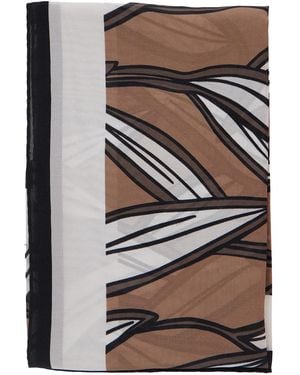 Brunello Cucinelli Silk Scarf With Print Scarfs - Gray