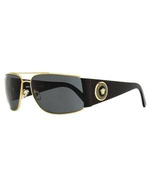 Versace Navigator Wrap Sunglasses Ve2163 100287- 63Mm Metal/Plastic(Acetate) - Black