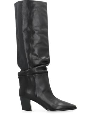Jimmy Choo Leather Boots With Sculptural Heel Calf - Black