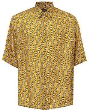 Fendi Yellow Silk Shortsleeve Shirt
