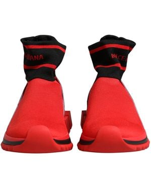 Dolce & Gabbana Red Black Sorrento Socks Sneakers Shoes