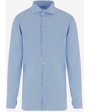 Finamore 1925 Stretch Cotton Blend Shirt - Blue