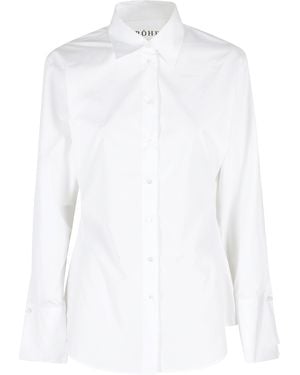 Rohe Double Cuff Shaped Poplin Shirt Cotton Camicia - White