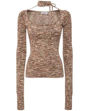 The Attico Fitted Top With A Deep Neckline - Brown
