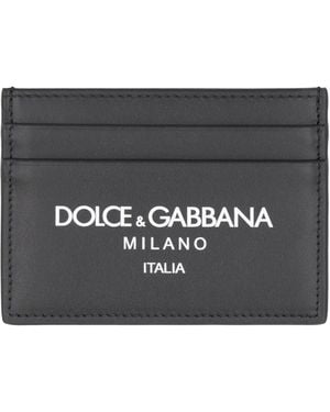 Dolce & Gabbana Leather Card Holder Calf Wallets & Cardholders - Black