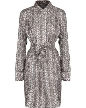 Max Mara Printed Silk Chemisier Dress - Gray
