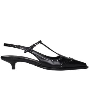 Miu Miu Leather Sandals - Black