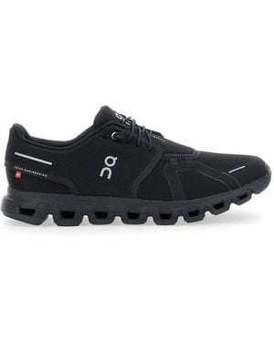 On Shoes Cloud 6 Low Top Trainers With Mesh Details And Logo The Side - Black