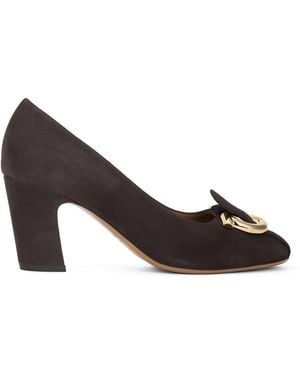 Ferragamo Pumps Gancini Suede Goat Leather - Brown