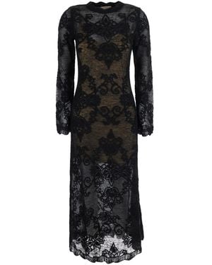Twinset Twinset Lace V-Neck Long Sleeve Dress - Black