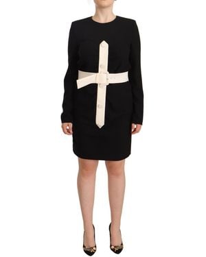 Givenchy Elegant Wool Mini Dres With Belt - Black