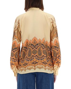 Etro Printed Top Silk Tops - Blue