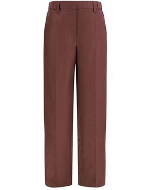 Brunello Cucinelli Brown Linen Casual Trousers