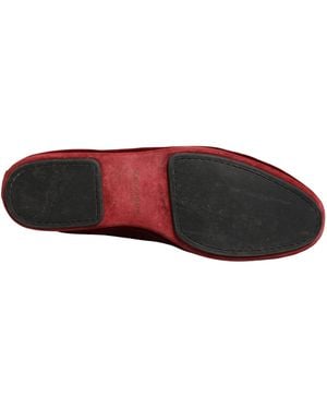 Dolce & Gabbana Velvet Slip On Flats Loafers Shoes Leather - Multicolour
