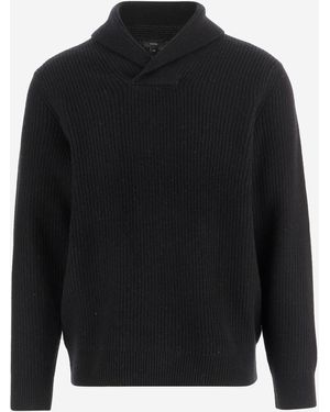 Vince Wool And Cashmere Sweater With Shawl Collar - Black