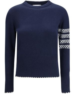 Thom Browne Holiday Hector Sweater Fleece Wool Ovis Aries - Blue
