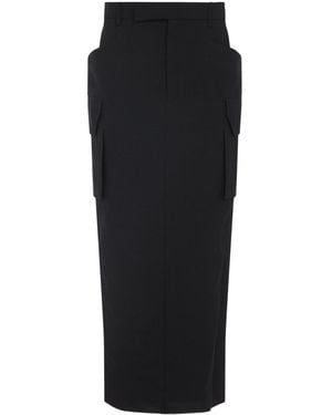 Rick Owens Firbanks Virgin Wool Midi Skirt - Black