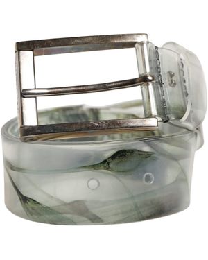 Dolce & Gabbana Floral Pvc Metal Buckle Belt Calf Leather - Grey