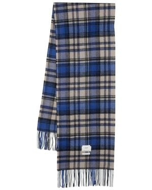 Adererror Check-Pattern Wool Scarf - Blue