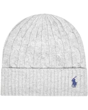 Polo Ralph Lauren Soft Cable Knit Wool And Cashmere Beanie - White