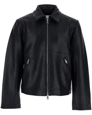 Won Hundred Jacket With Classic Collar And Leather Zip Closure For Outerwear - Black