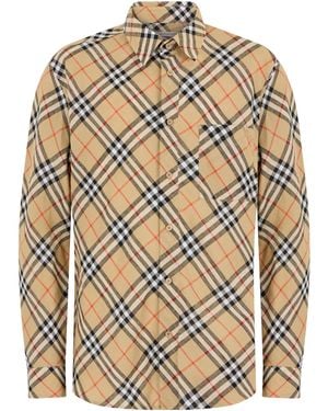 Burberry Shirt Checked Linen - Gray