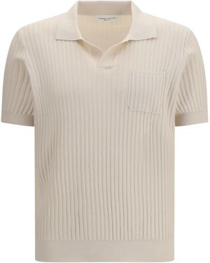 Roberto Collina Ribbed Polo Cotton Shirts - White