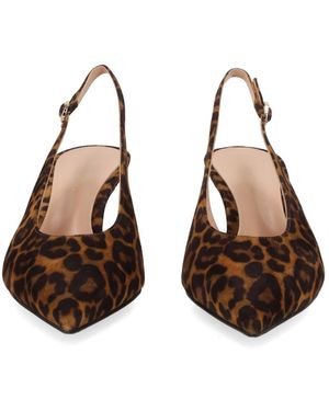 Gianvito Rossi Leopard Print Leather Slingback Pumps, 5.5 Cm Heel - Brown