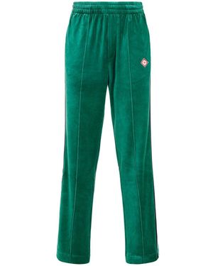 CASABLANCA Embroidered Velvet Joggers - Green