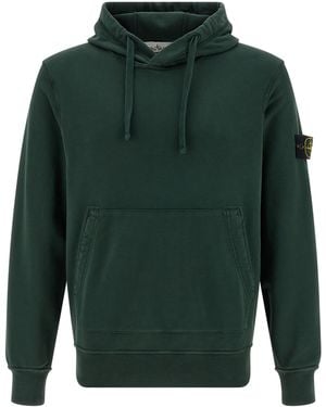 Stone Island Logo Badge Hoodie - Green