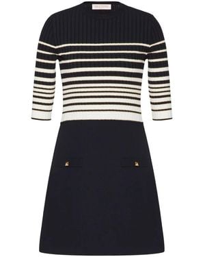 Valentino Striped Lurex Minidress Clothing - Black
