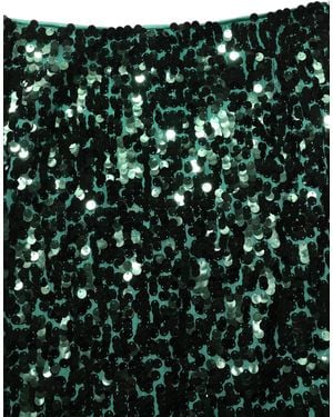 Dolce & Gabbana Sequin High Waist Pencil Cut Midi Skirt Nylon - Green