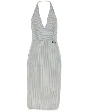 Miu Miu Printed Silk Dress - White